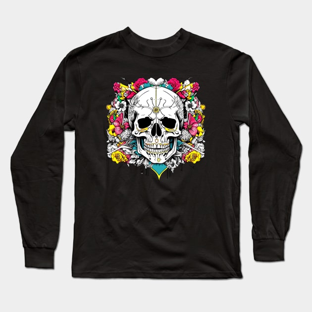 Skull dama Long Sleeve T-Shirt by Skulls To Go